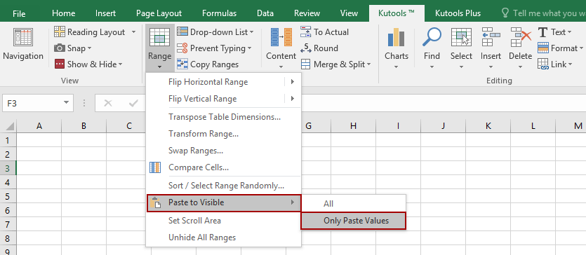 select visable cells in excel for mac